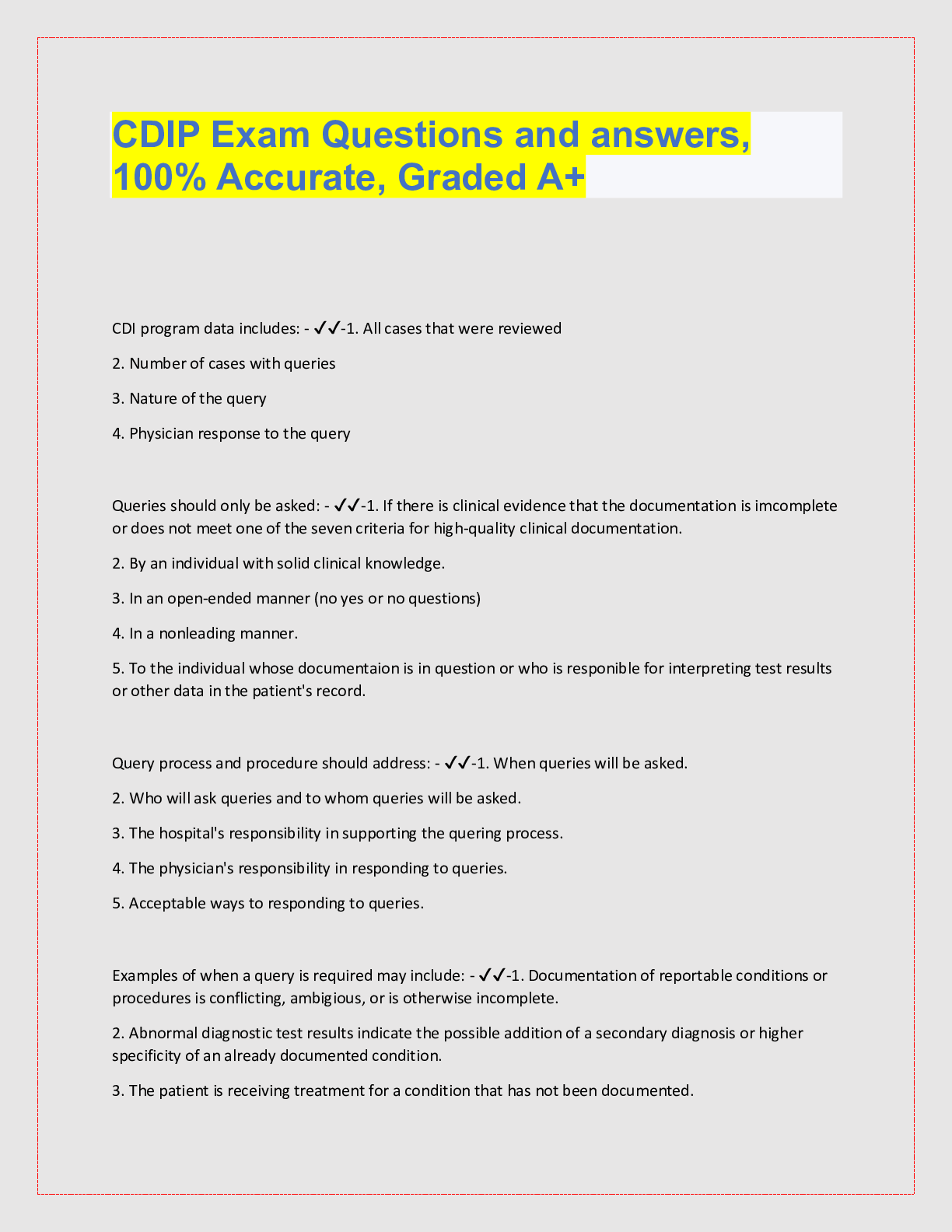 Preview image for CDIP Exam Questions and answers,  100% Accurate, Graded A+